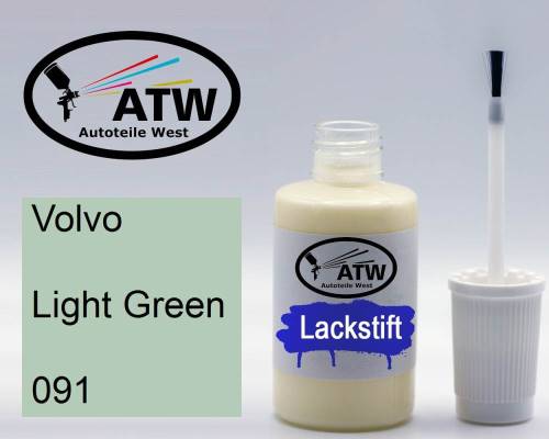 Volvo, Light Green, 091: 20ml Lackstift, von ATW Autoteile West.